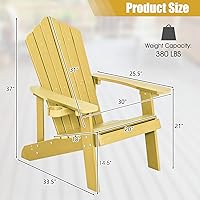 Vista 3 de Giantex Silla Adirondack para exteriores, sillas de patio de gran tamaño con portavasos oculto, veta de madera realista, capacidad de peso de 380