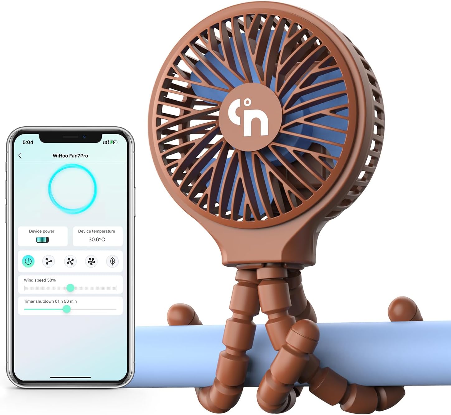 WiHoo Bluetooth Stroller Fan Battery Operated,Portable Fan