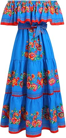 Mini Vestido Mexicano Con Hombros Descubiertos Bordado A Mano