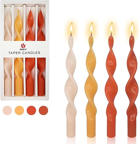Gedengni - Vela en espiral larga de 10 pulgadas, candelabros de color naranja para decoración del hogar, bodas, festividades (17D4 unidades, color