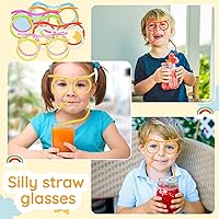 Vista 4 de 16 vasos de paja tontos, novedosos anteojos de bucle, de plástico, para fiestas, divertidos, reutilizables, para adultos, niños, fiesta