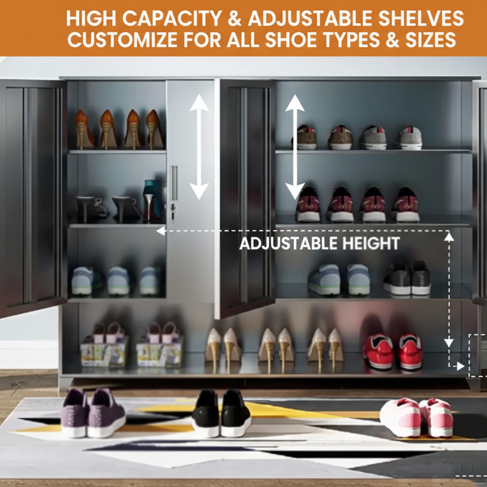 Armoire à chaussures de grande capacité, étanche et antirouille pour porte d'entrée, couloir, utilisation à la maison