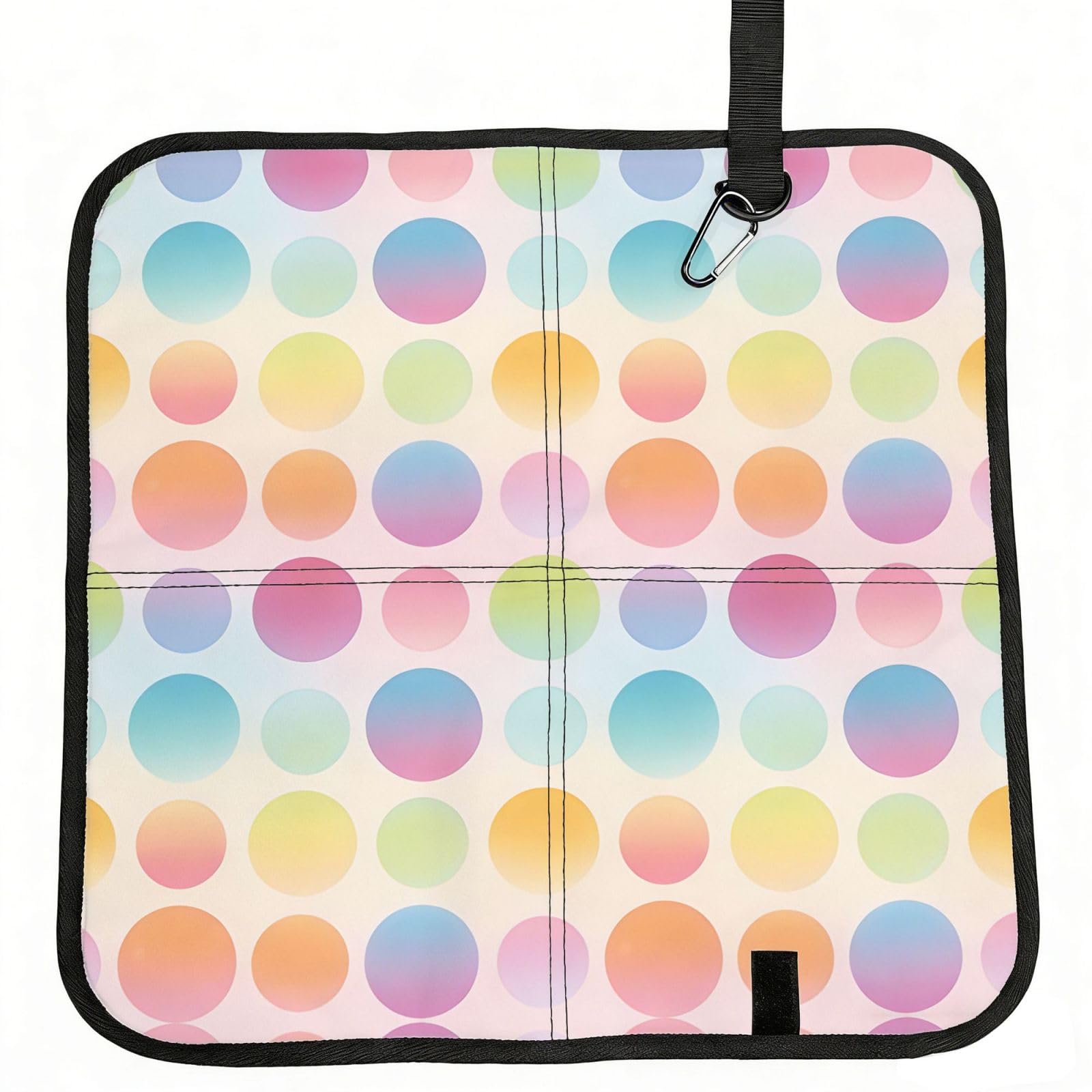 DUYIOKH Gradient Circle Grid Print Foldable Portable Seat Cushion for World Cup Games, Camping and Outdoor Activities