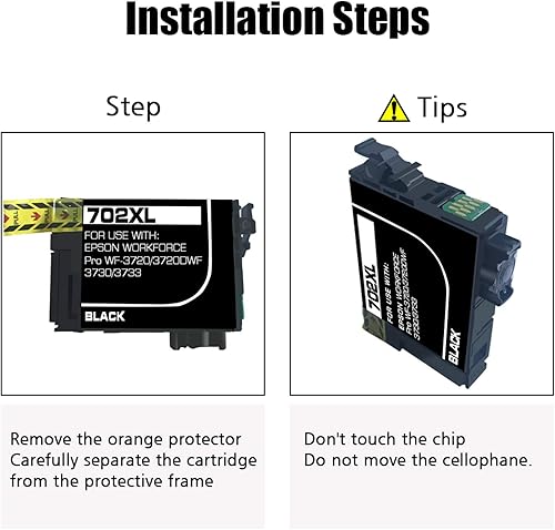 Miniatura 3 de NoahArk Paquete de 3 cartuchos de tinta de repuesto 702XL para impresora Epson 702 702XL T702 T702XL para Epson Workforce Pro WF-3720 WF-3720DWF