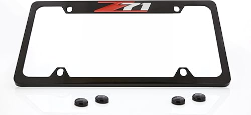 License Frame Inc Chevrolet Z71 - Soporte para marco de matrícula 4 agujeroslatón negrosuperior