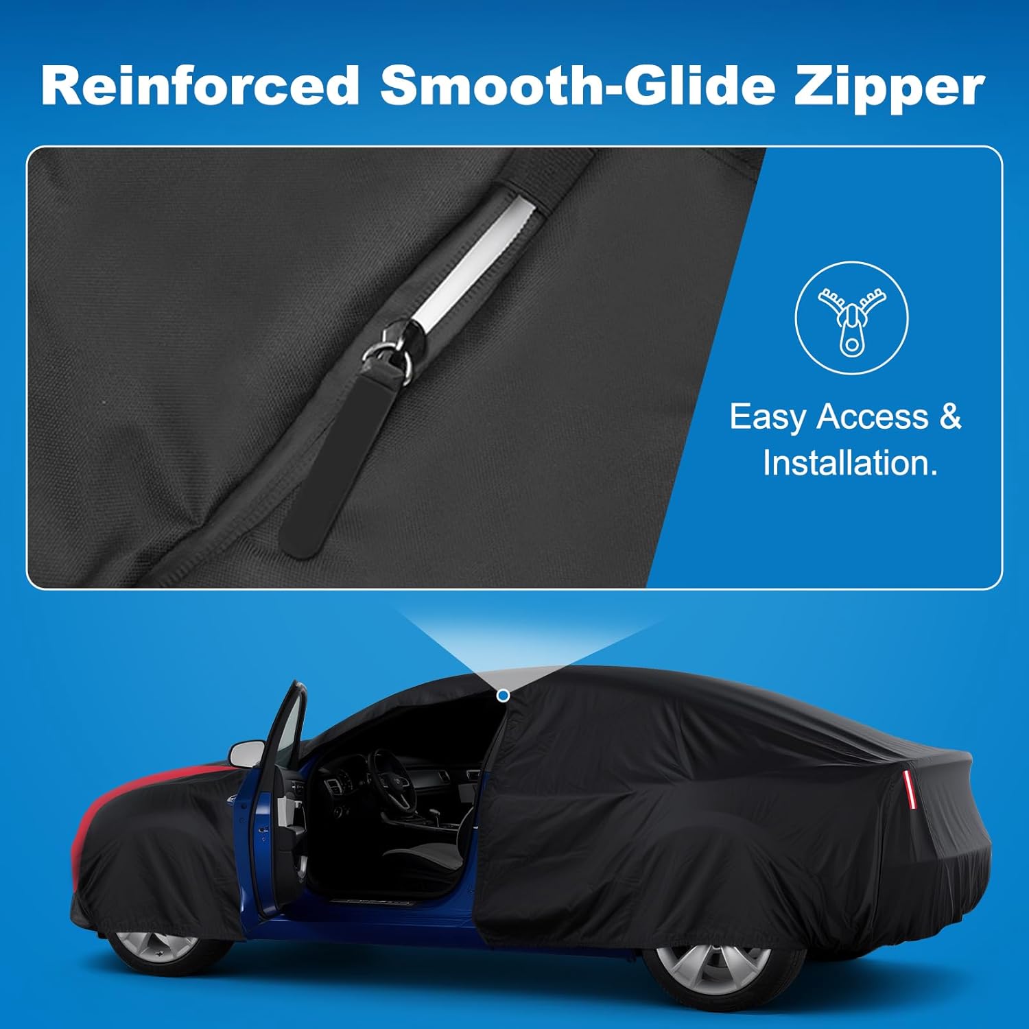 QUNSUNUS 6 Layer Car Cover for Mercedes Benz E-Class Sedan 2006-2025 Waterproof All Weather 420D Windproof for Mercedes Benz E 350 Car Cover Hail Protection with Zipper