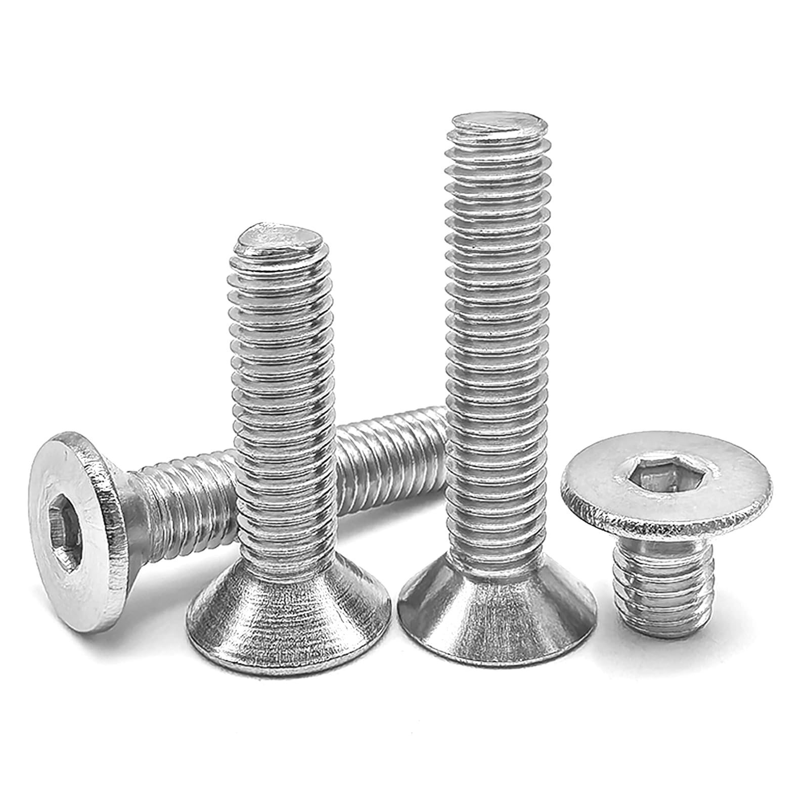 Hoomuy M5 x 10mm 100pcs Flat Head Socket Cap Screws Countersunk Bolts, 304 Stainless Steel, Metric Fully Threaded, Allen Hex Drive, Bright Finish