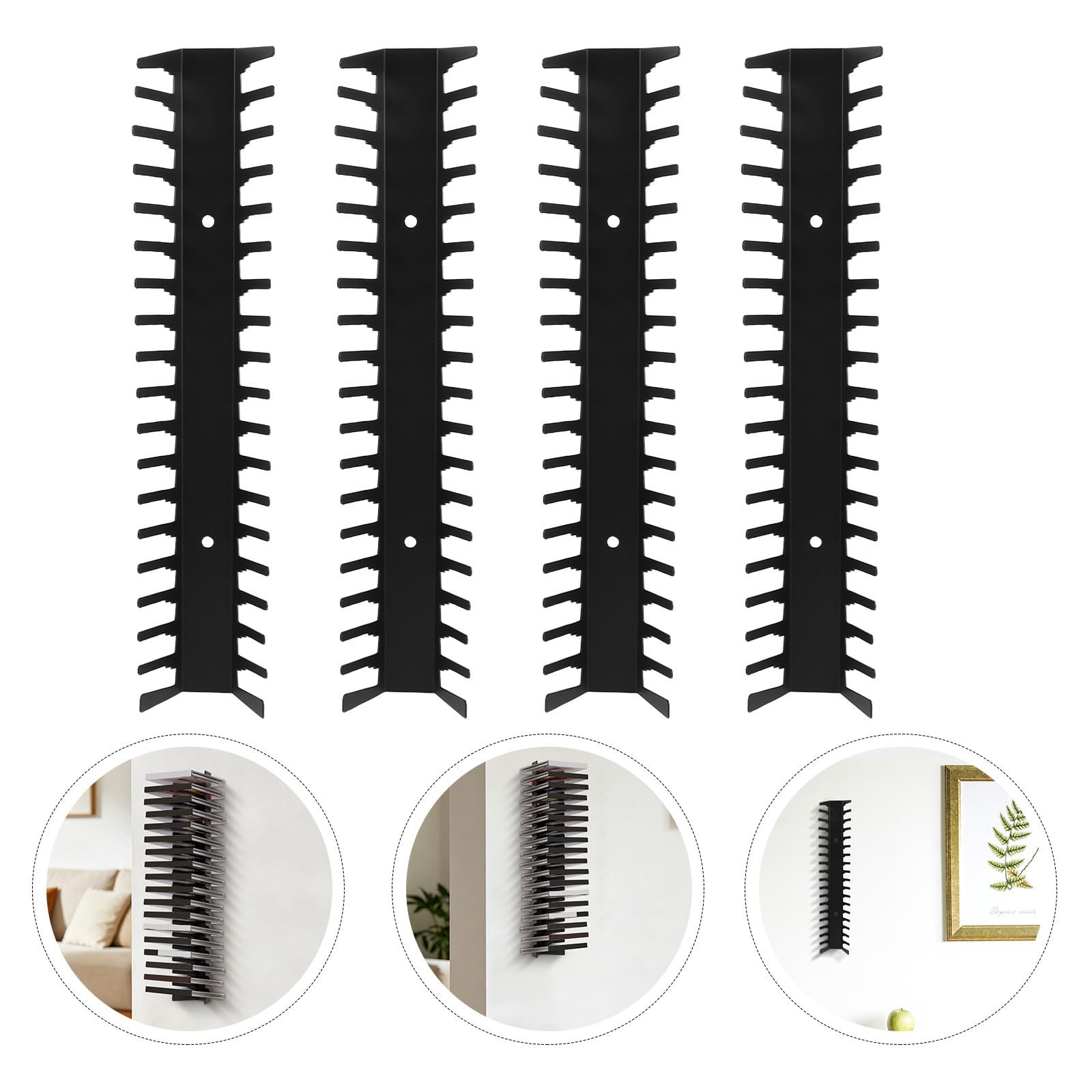 Estantería de Pared para CD y Dvd de Acero al Carbono Negro, Diseño Inclinado y Soporte Estable, Ahorro de Espacio Adecuado para Dormitorios y Salas de Juegos