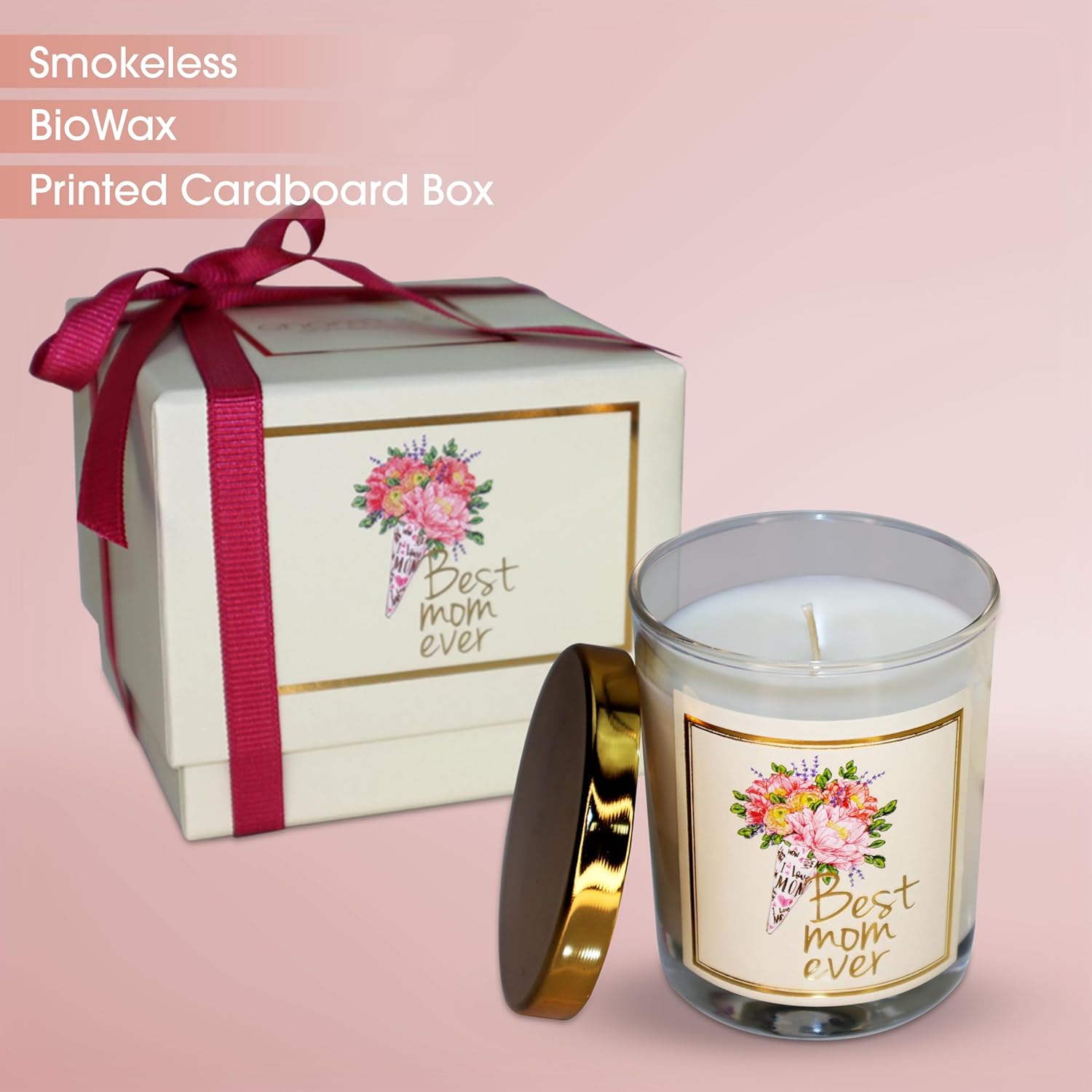 CharmLab Candle - Mother’s Day, Birthday Gift for Mom from Daughter or Son – Best Mom Ever- Luxury Glass Jar Candle with Gift Box - Lavender Scented - 12 oz, Natural Bio Wax, 40 Hr Burn