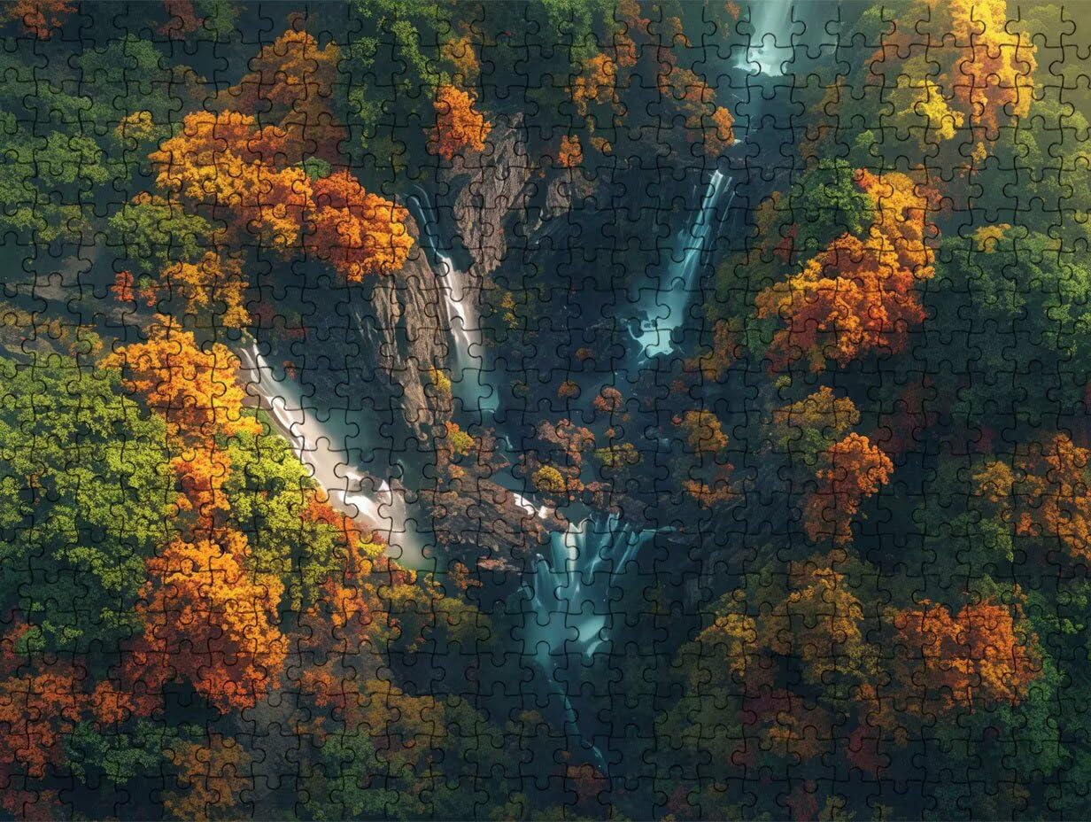Puzzle dla dorosłych 1000, wodospad góry, 1000 elementów, puzzle dla dorosłych, klasyczne gry edukacyjne, gry i zajęcia rodzinne, do dekoracji ścian domu, pomysł na prezent R0KH-708
