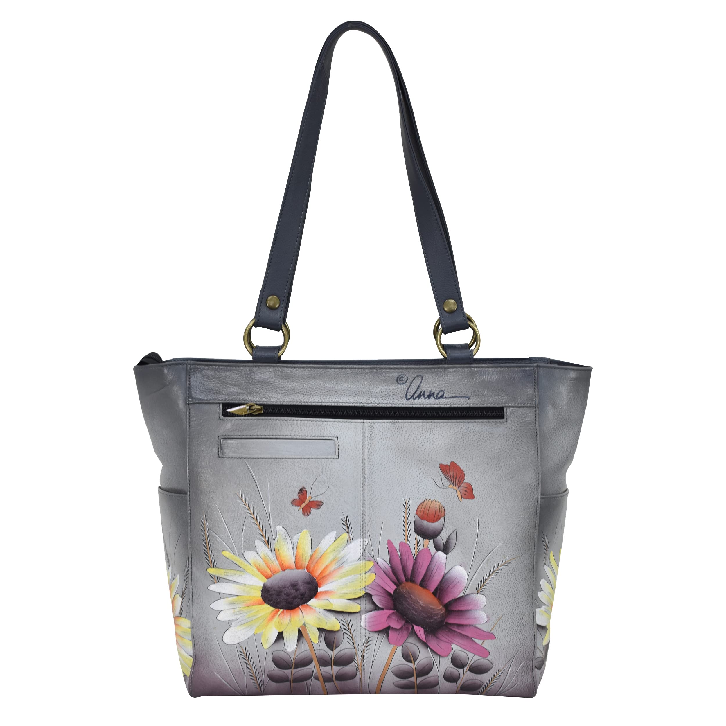 Anna by Anuschka Women's Hand Painted Genuine Leather Large Shoulder Tote - Wild Meadow