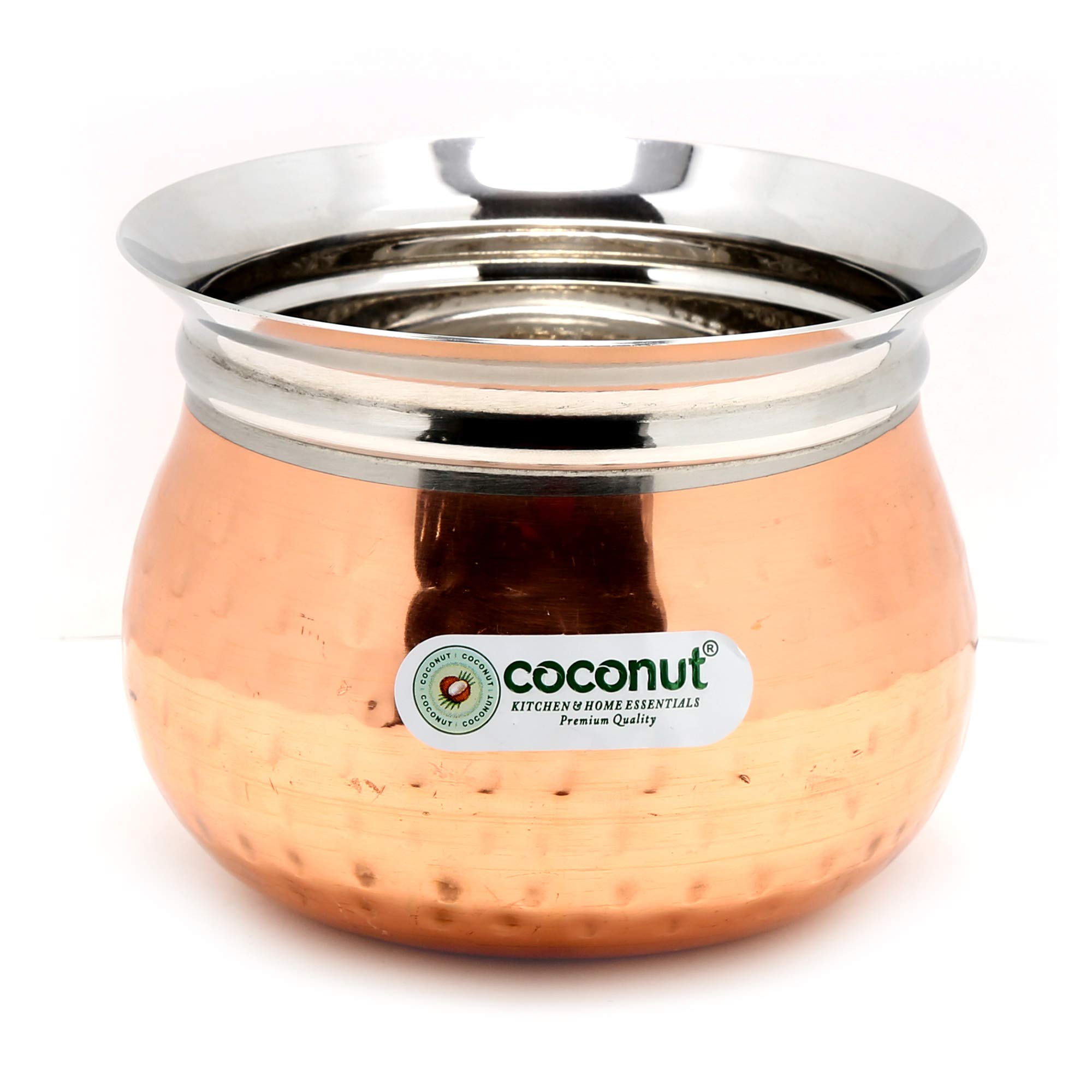 Coconut Stainless Steel - Cookware/Iveo Hammered Handi -1 Unit - Capacity - 500 ML