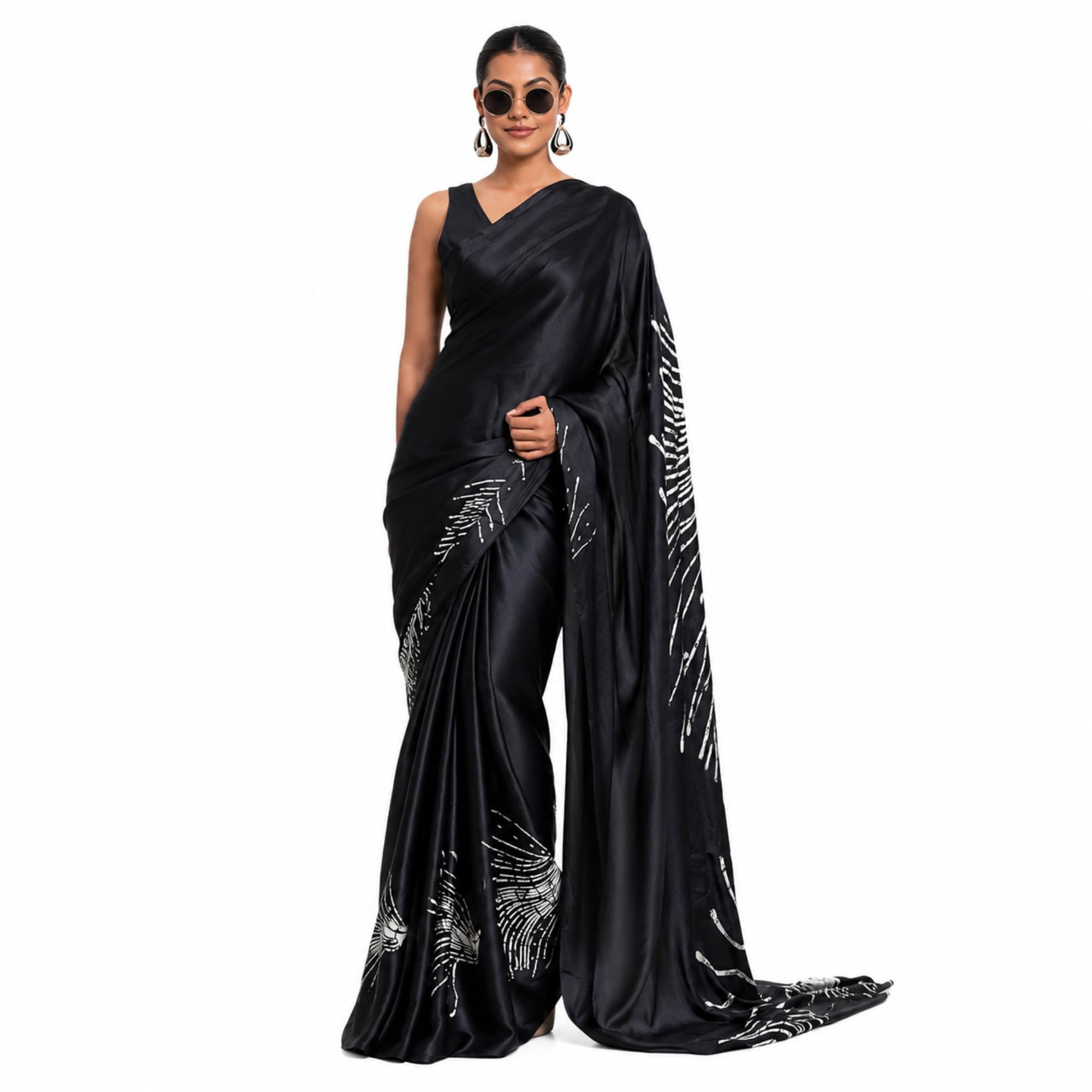Women's Japan Satin Digital Print Saree with Unstitched Blouse Piece | Soft Glossy Finish | Party& Special Occasion Saree-picture-49