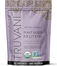 Truvani Pea Protein Powder | Unflavored | 20g Organic Vegan Plant Based Protein | 20 Servings | Keto | Gluten & Dairy Free | Low Carb | No Added Sugar
