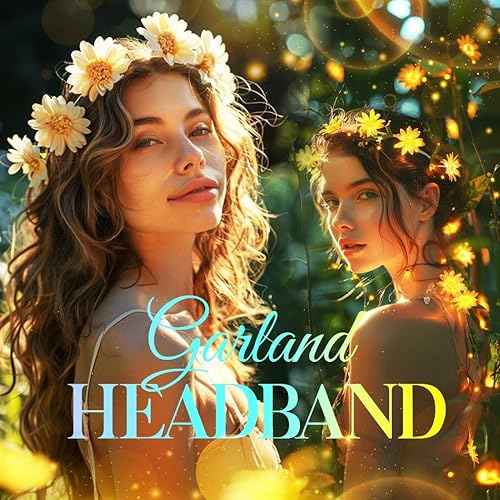 Miniatura 5 de GORTIN Diadema de girasol iluminada, corona de flores de margarita, accesorios para el cabello hippie bohemio para mujer