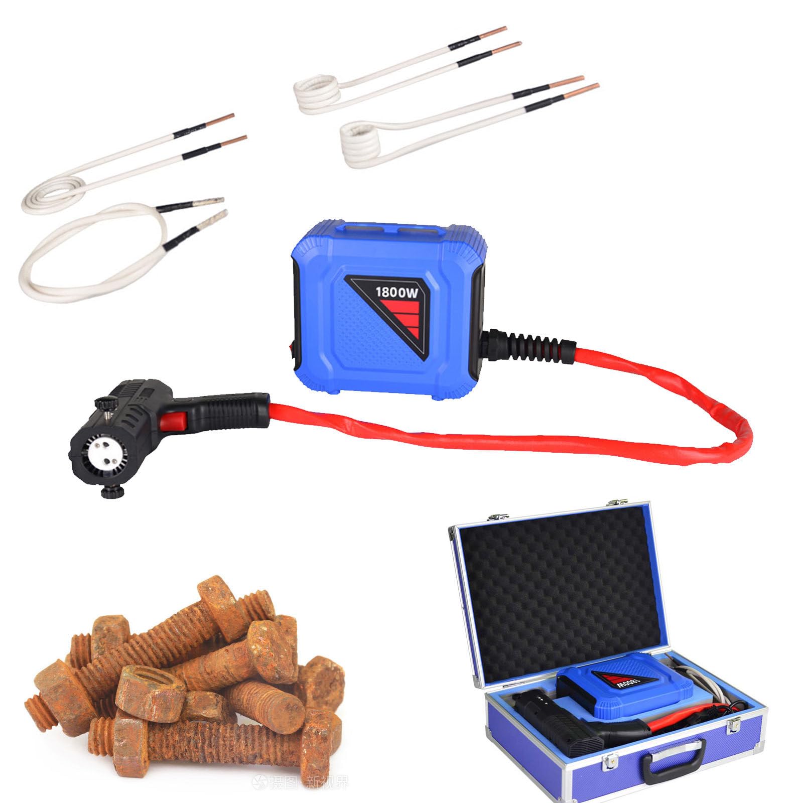 1800W Portable Induction Heater, Induction Heating Device, Flameless Heating Appliance, Induction Heater Coil Kit, for Remove Nuts, Bolts, Bearings, Induction Heat Bolt Buster,220V