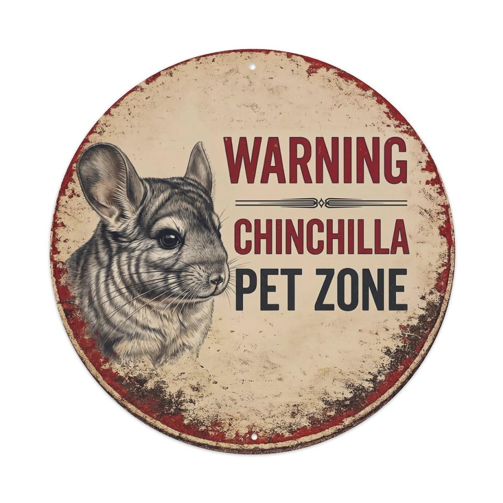 Metal Tin Sign Vintage Warning Chinchilla