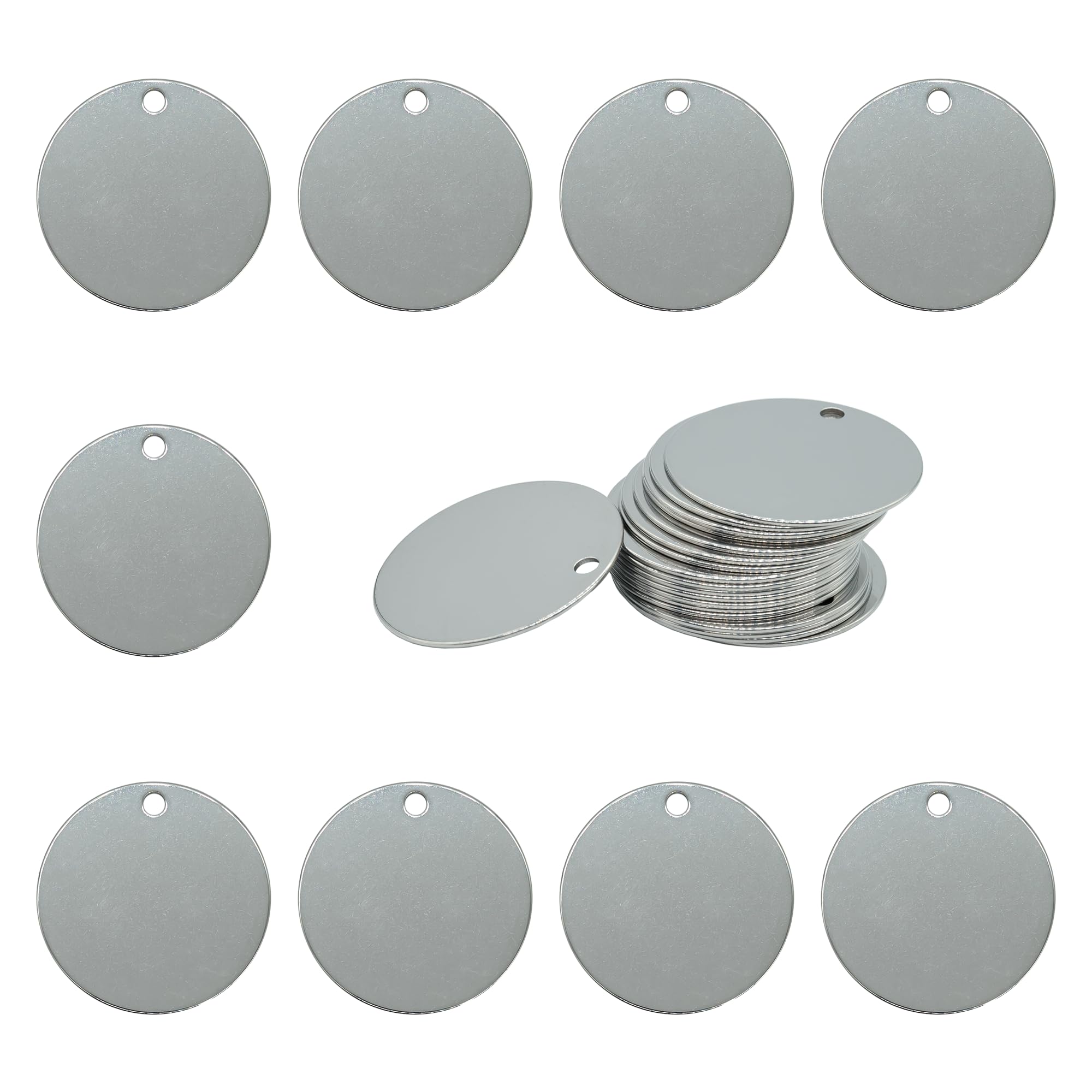 StayMax 1.5 Inch Round Metal Engraving Blanks Stamping Blanks Stainless Steel Blank Tags 50 Pack