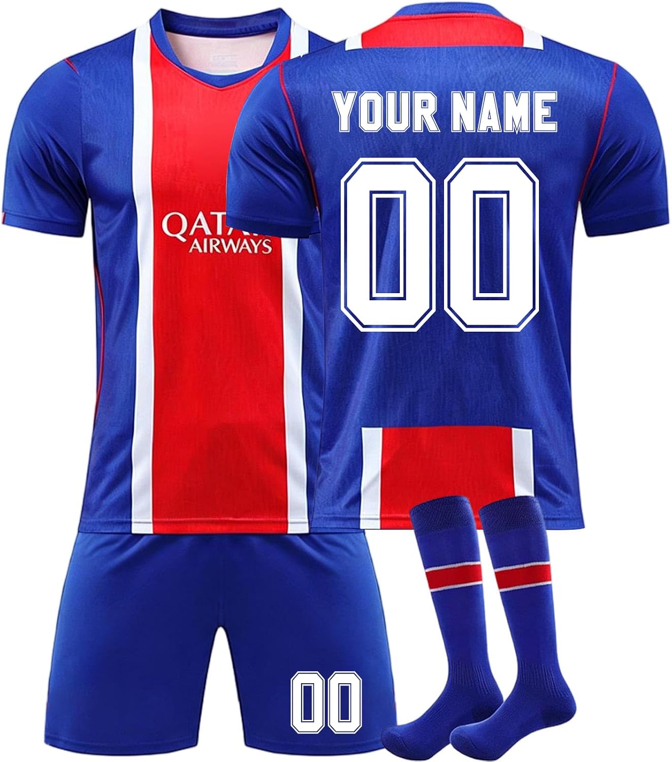 PSG Maillot Football Personnalisé avec Nom Nombre, Paris Ensemble de Foot Entraînement T-S
