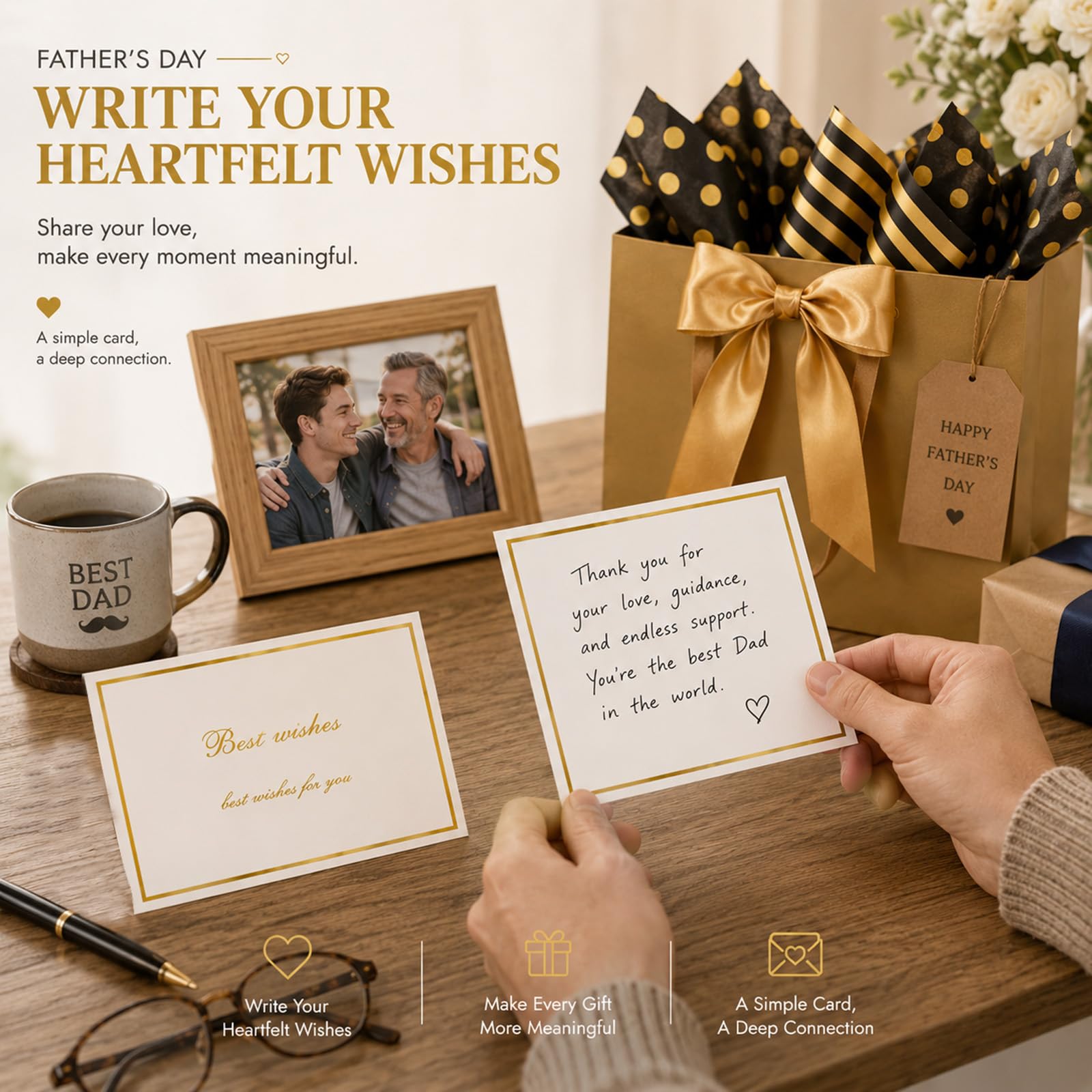THXIY Sacchetti regalo extra large oro 15,75, 10 pezzi, 40 x 30 x 12,5 cm, set di sacchetti regalo grandi con biglietti di carta velina, 300 g, sacchetti regalo riutilizzabili per compleanno