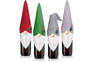 Christmas Gnome 4-Pack Wine Bottle Covers