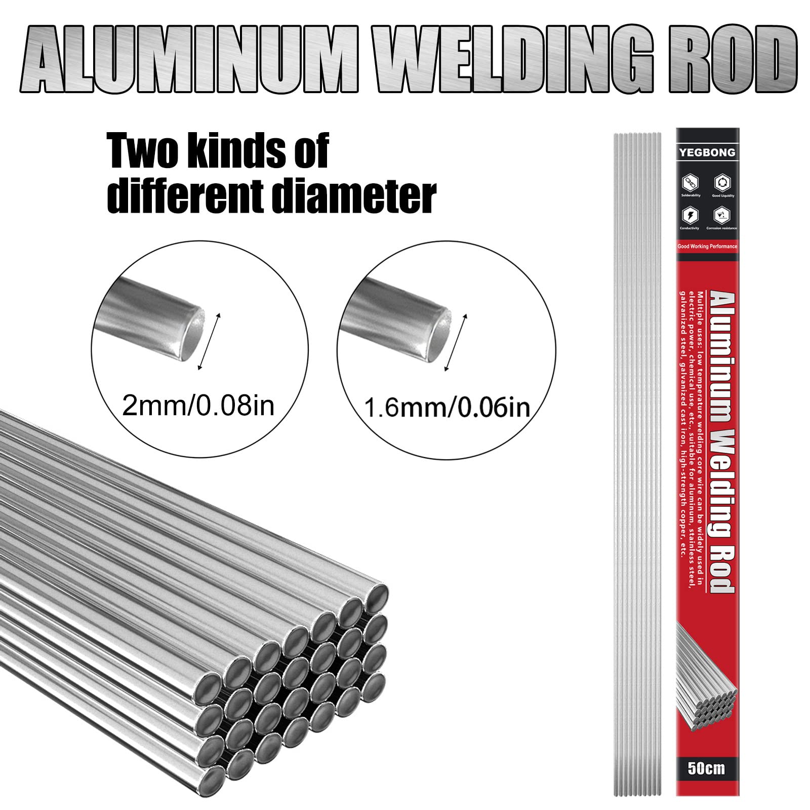 NGCG Low Temperature Simple Welding Rods Aluminum Cored Welding Electrodes Wire For Aluminum Welding Soldering Cored Wire Welding Rods Solder Easy Welding Machine Argon Welding Rods, 10PCS