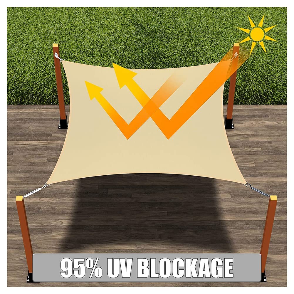 LYGBAOFUL Patio ogrodowe Yard Żagiel przeciwsłoneczny Baldachim 2x4 m Kolor piaskowy Oddychający materiał HDPE Blok UV Markiza przeciwsłoneczna z liną Niestandardowe