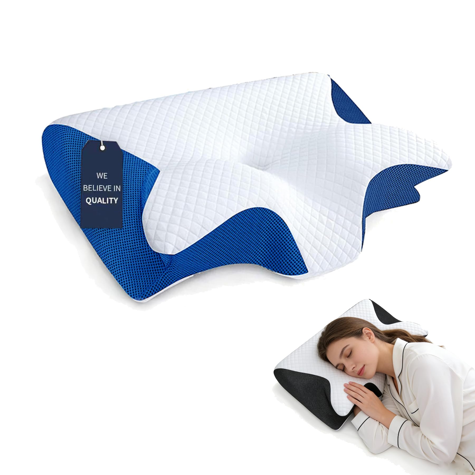 Sleep Apnea Pillow, 2026 Upgrade Orthopedic Memory Foam Pillow for Sleep Apnea and Snoring, Ergonomic Support for Side, Back & Stomach Sleepers (Black) — view 10
