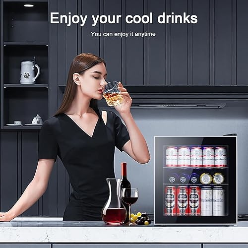 Miniatura 7 de Antarctic Star Mini refrigerador para 60 latas, puerta de cristal para cerveza, soda, vino, dispensador de bebidas, parte delantera transparente,