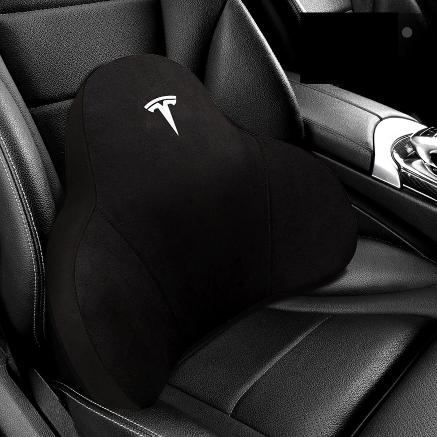 HOUXIANDOU Suede Black, Car Headrest, Neck/Lumbar/Back