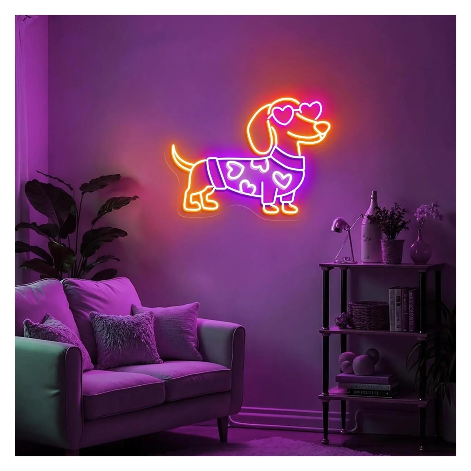 Scritta luminosa Insegna Al Neon Con Luce Dimmerabile A Forma Di Cane Bassotto Per Amanti Dei Negozi Di Animali, Decorazione Per La Stanza Dei Cani Per Mamma Di Cani 45x32cm