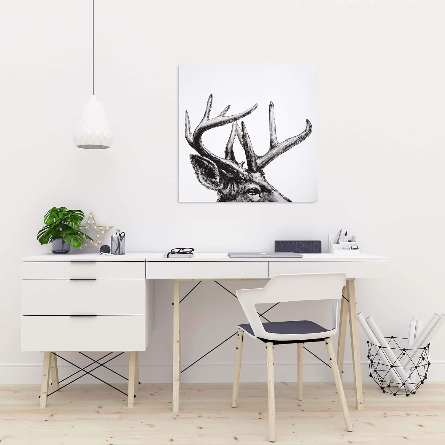 BEGIN DECO MAISON - HOME DECOR Roe Deer Plume, Fine Art Gallery Wrapped Canvas 24x24