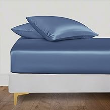 LINENWALAS Full Fitted Sheet Only, 100% Organic Bamboo Silk Fitted Sheet for Full Size Bed, Up to 16 Inches Deep Pockets Bottom Sheet, Soft, Cooling Fitted Bed Sheet (Bahamas Blue, Full)