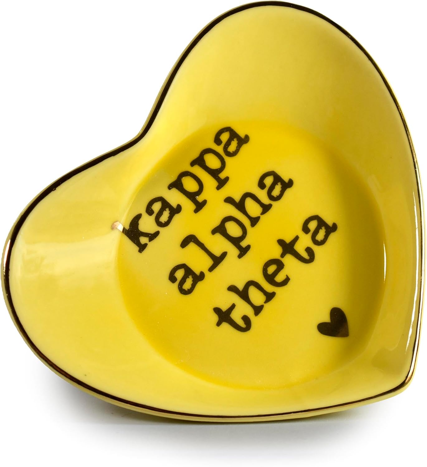 Sorority Shop Kappa Alpha Theta Jewelry Dish - Heart-Shaped High-Gloss Finish Ceramic Tray with Gold Detailing, Multi-Function Ceramic Ring Dish for Home or Office, Ideal for Jewelry and Keys