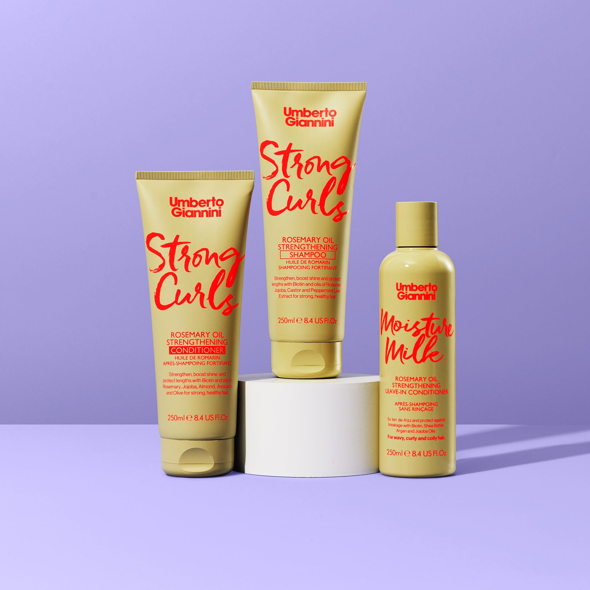 Umberto Giannini Curly Hair Routine Strong Curls Strengthen & Hydrate (3 Products) - Shampoo, Conditioner & Leave-In Conditioning Moisture Milk Treatment - Biotin - Sulphate Free + Vegan - Image 2