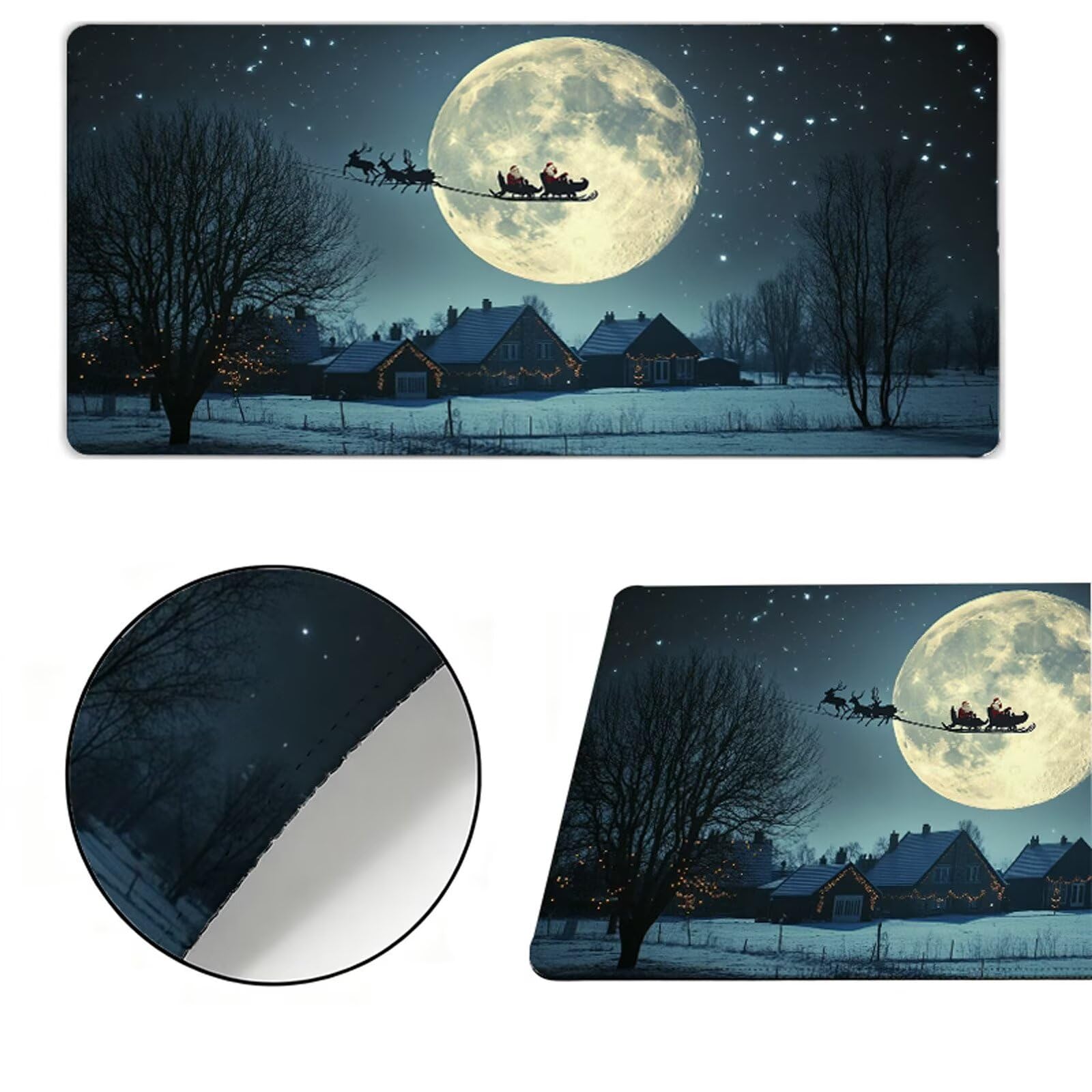 Gamingowa podkładka pod mysz, 1200 x 400 x 3 mm, duża, na biurko, szyte krawędzie, wodoszczelna, antypoślizgowa, nadaje się do prania, poprawia precyzję i prędkość, akcesoria gamingowe (zimowa) Y7