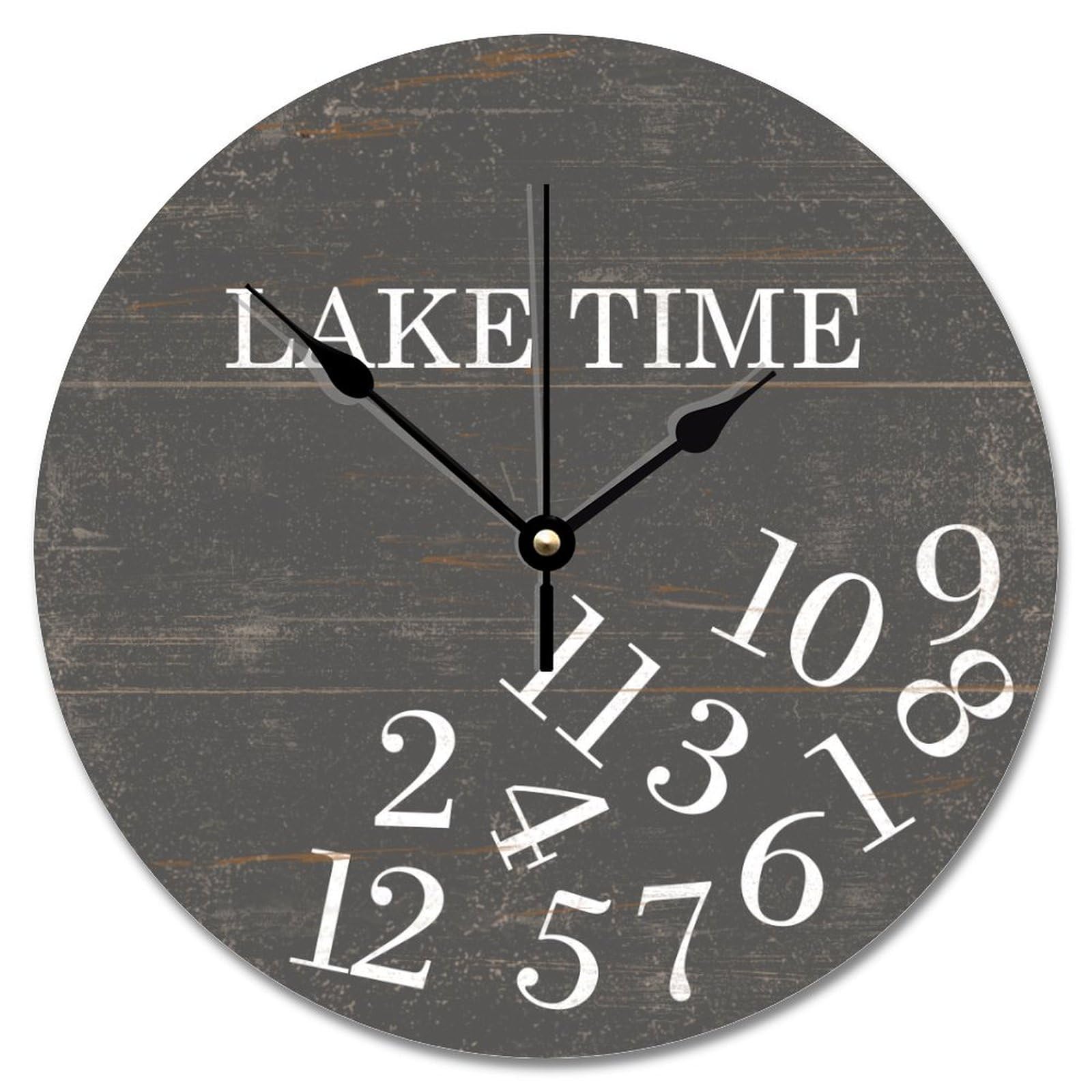 Horloge murale en bois rustique de 30 cm silencieuse pour salon