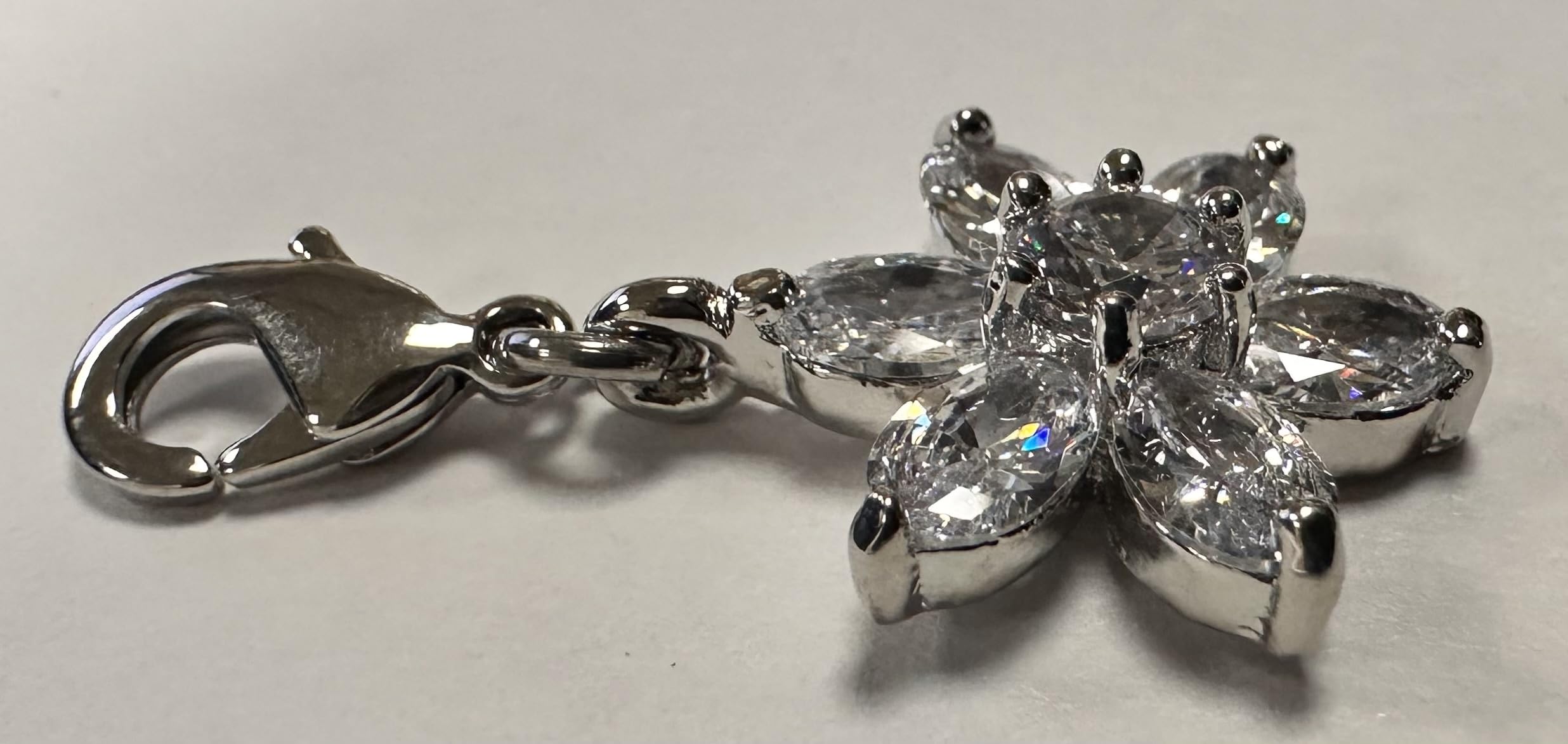Quiges Charm con Cierre Plateado Flor de Zirconia Transparente Abalorios Joyería de Mujer