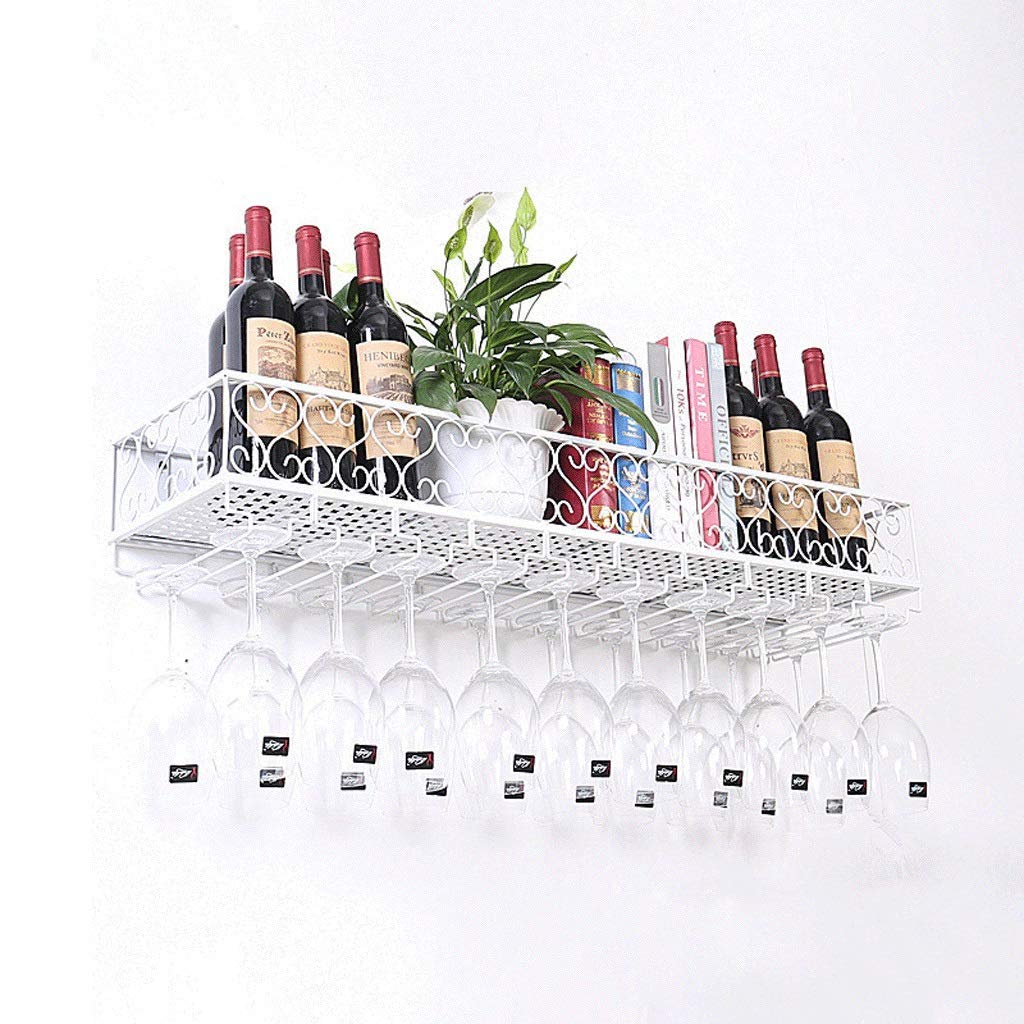 Casier à vin mural en métal avec support à verre intégré noir