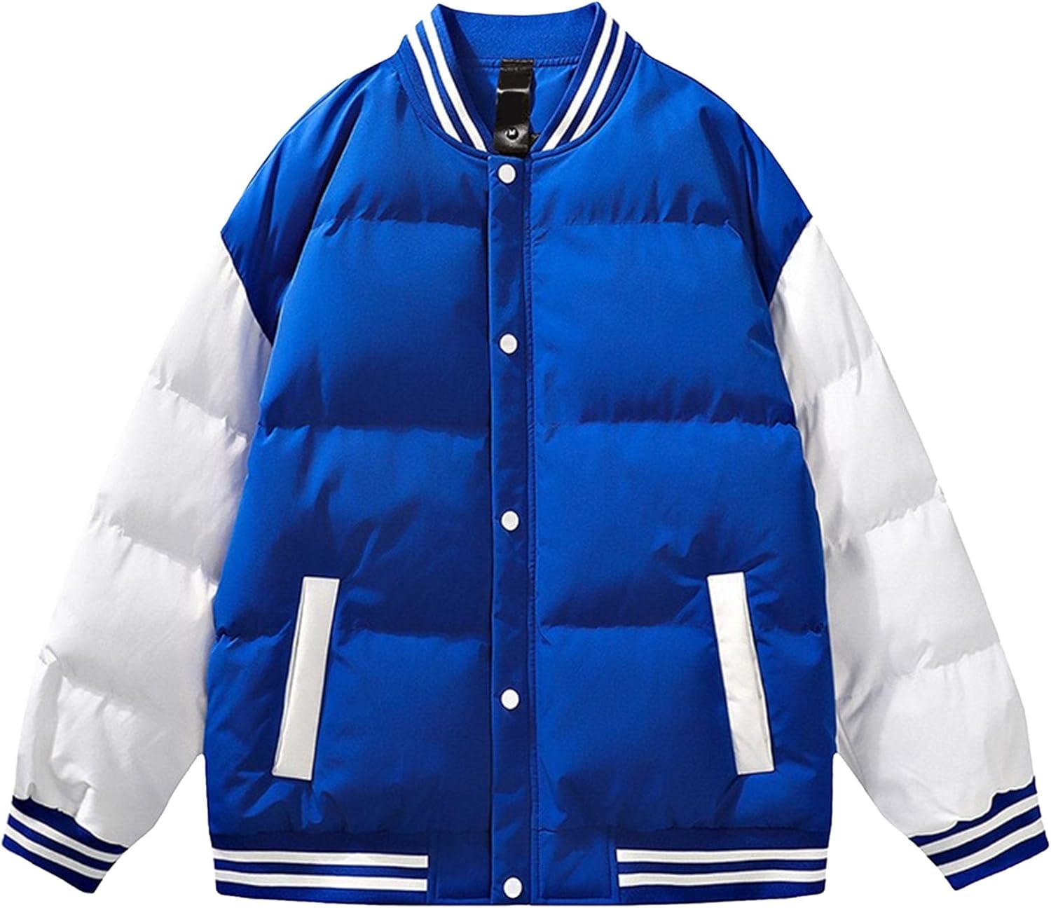 JEKE-DG Men's Button Up Stylish Winter Puffer Jacket Waterproof Warm Ski Down Coats Insulated Stand Collar Quilted Coat
