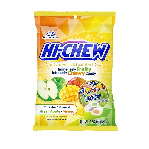 HI-CHEW Mezcla de manzana verde y mango, paquete de 8 bolsas, 1.94 onzas cada una, manzana verde y mango, caramelo único divertido suave y