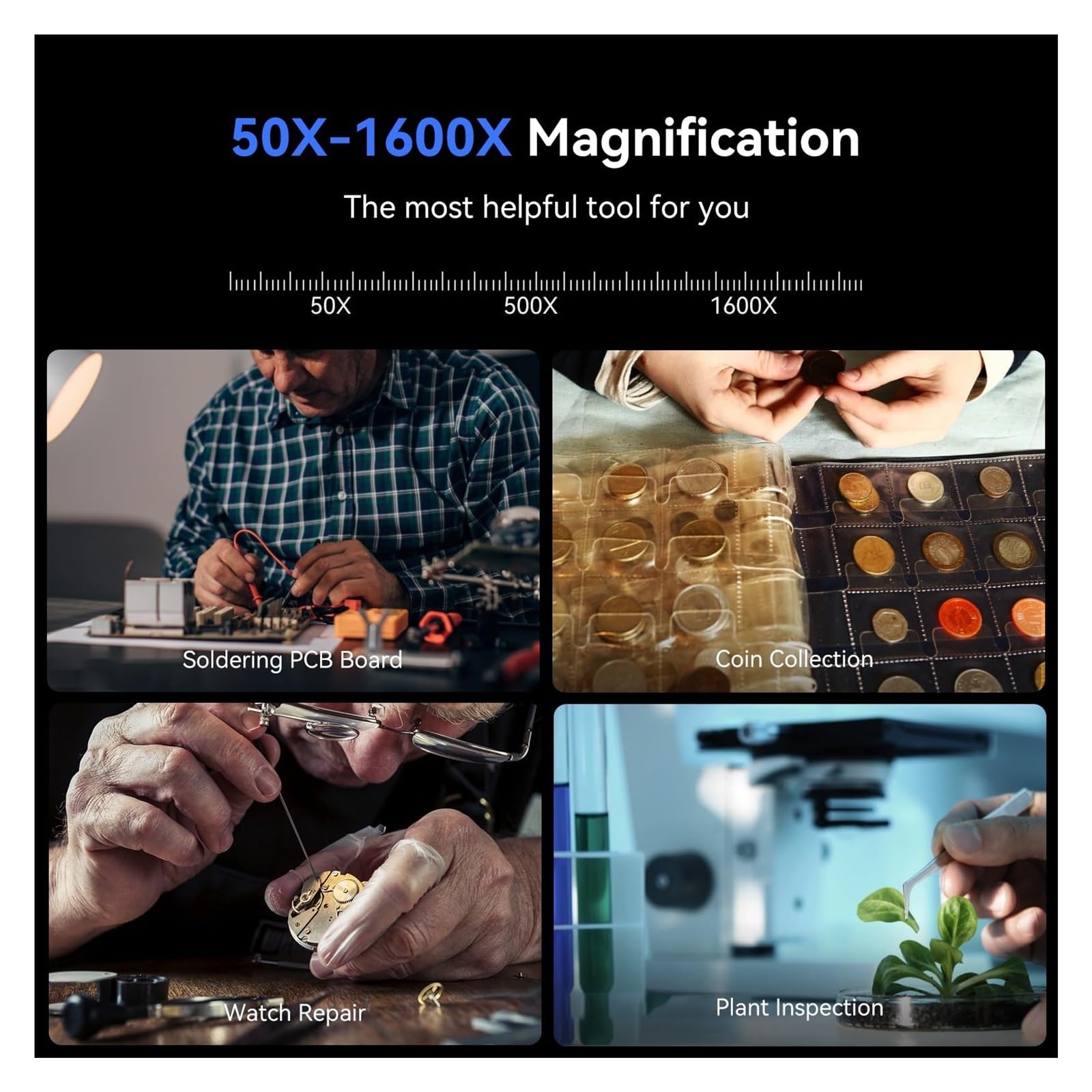 Digitales Mikroskop 1600X 7 IPS Elektronische PCB-Lötstation 12MP Münzmikroskope Lupe 32GB Microscopio Klar Und PräZise