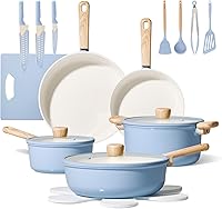 CAROTE 24-Piece Ceramic Nonstick Cookware Set: Pots, Pans, Utensils & Protectors - PFOA-Free, Durable Aluminum