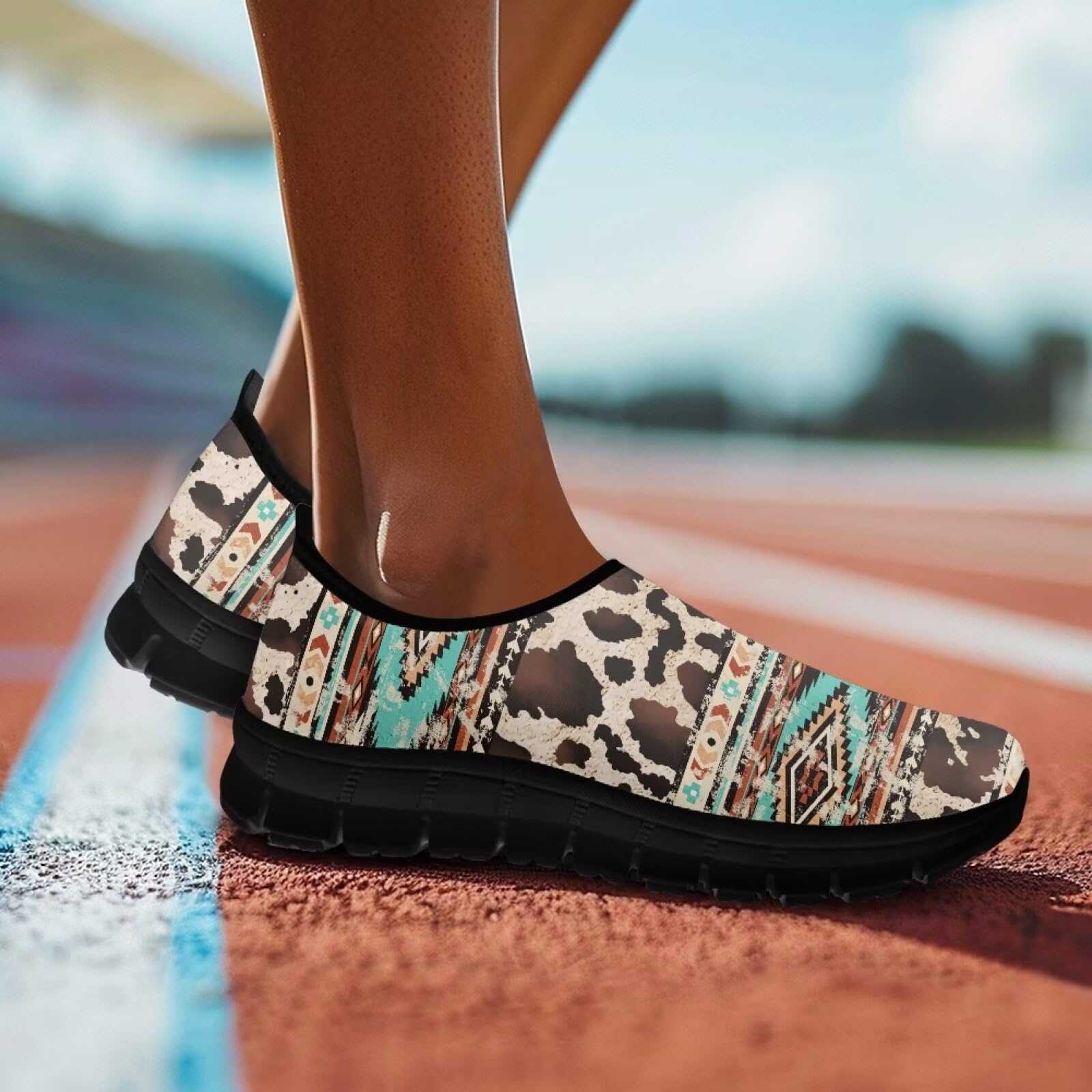 Męskie buty do biegania w mieście, lekkie podparcie łuku, oddychające mokasyny na rower, kemping, spacery, czarna podeszwa, Retro Leopard Print, 40 EU