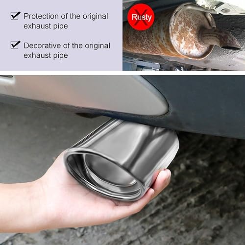 Miniatura 2 de Dsycar - Silenciador universal de acero inoxidable cromado para tubo de salida de sistema de escape de automóvil, atornillable, ajustable, para