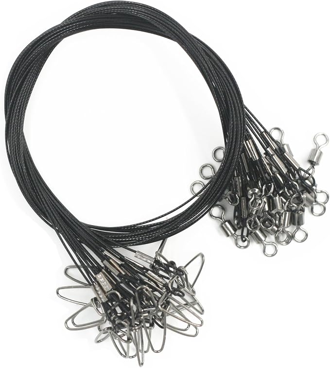 20 Líderes Pesca Acero Inoxidable 19" Negro miniatura 6