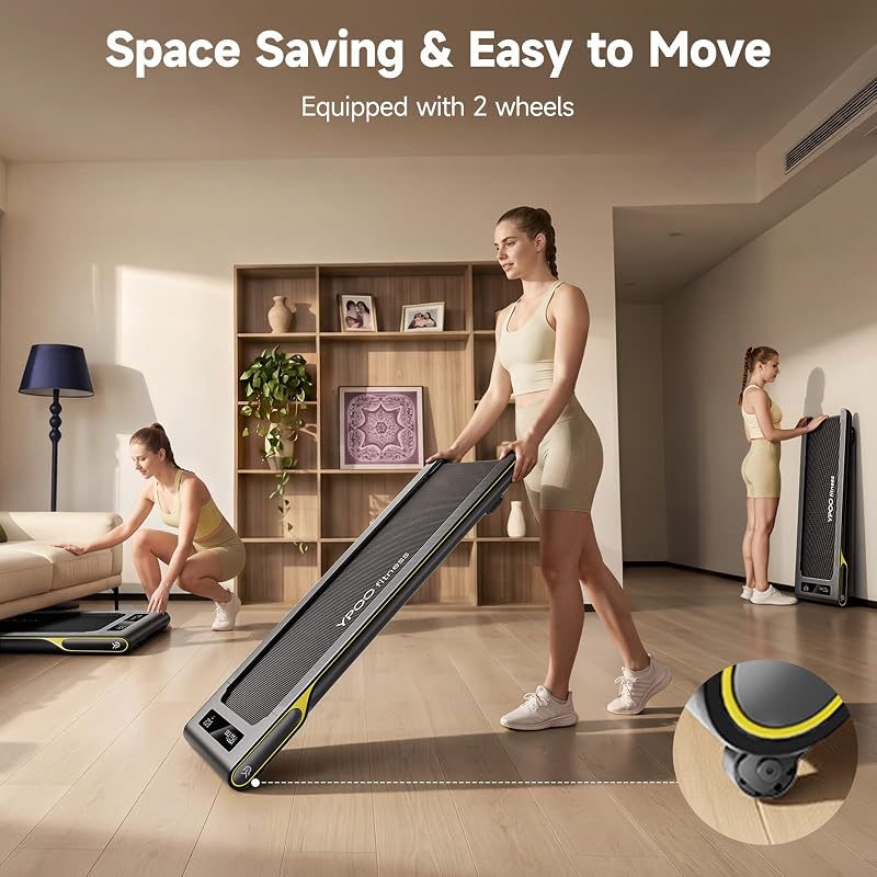 YPOO Ultra Slim Walking Pad Treadmill with 14% Incline, Under Desk Walking Pad with Auto-Maintenance System Belt, Smart App & Remote Control, Portable Treadmill for Home Office, 350LBS Capacity image 3