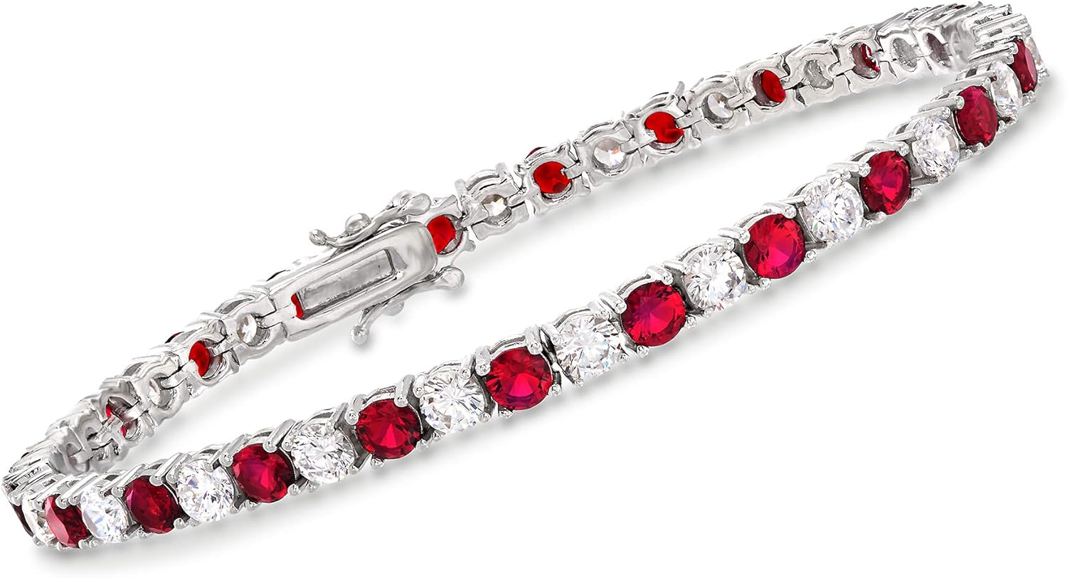 Ross-Simons 4.35 ct. t.w. Simulated Gemstone and 4.35 ct. t.w. CZ Tennis Bracelet in Sterling Silver