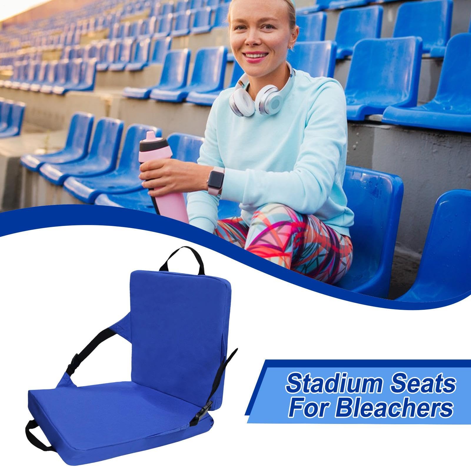 Asientos del estadio con respaldo, asiento del grada | Asientos del estadio para gradas,Cojín de piso al aire libre plegable para juegos de fútbol de béisbol viajes para acampar en el bote de picnic d