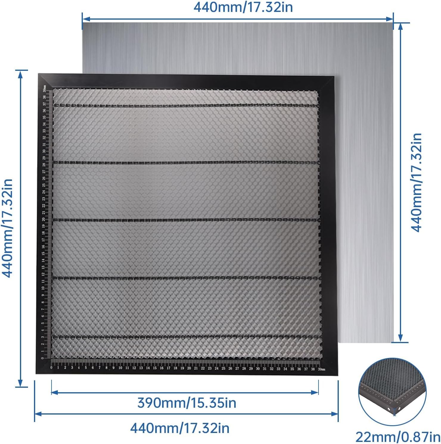 LFGUD Honeycomb Laser Bed 440mm X 440mm, The Soulmate for Laser Engraver, Honeycomb Working Table Honeycomb Panel for Fast Heat Dissipation and Desktop-Protecting with Aluminum Plate